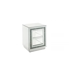 24" Silver Glass Rectangular Mirrored End Table With Two Shelves