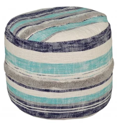 18" Blue 100% Cotton Ottoman
