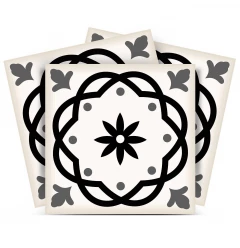 6" X 6" Black and White Rolla Peel and Stick Removable Tiles