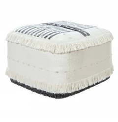 18" White 100% Cotton Ottoman