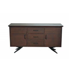 18" Brown And Black Solid Wood Three Drawer Combo Dresser