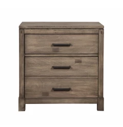 Weathered Grey Finish Wood 3 Drawer Nightstand