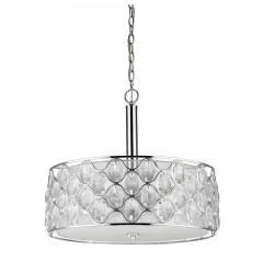 Isabella 4-Light Polished Nickel Drum Pendant With Crystal Accents