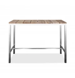 55" Wood Brown and Silver Solid Wood and Stainless Steel Dining Table