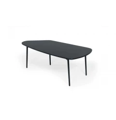47" Black And Black Marble Stone Free Form Coffee Table