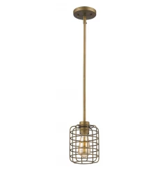 Brushed Gold Metal Cage Hanging Light