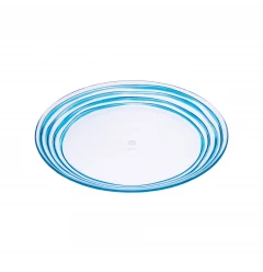 Swirl acrylic salad plate set with electric blue rim and circle design
