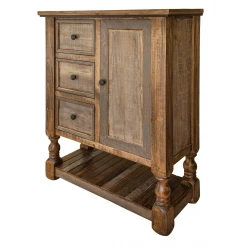39" Brown Solid Wood Three Drawer Chest
