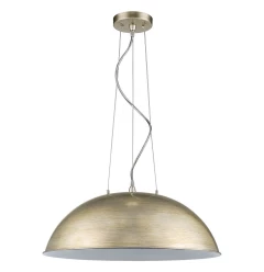Layla 1-Light Washed Gold Bowl Pendant With Gloss White Interior Shade
