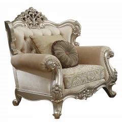 39" X 50" X 49" Fabric Champagne Upholstery Wood Legtrim Chair W2 Pillows