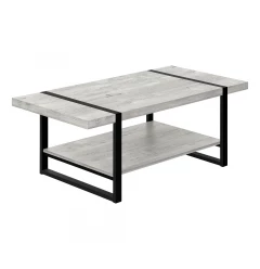 47" Gray And Black Coffee Table With Shelf