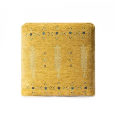 18" Yellow Polyester Blend Ottoman