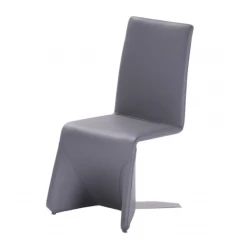 Set Of Two Gray Contemporary Faux Leather Dining Chairs