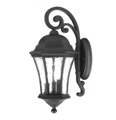 XL Matte Black Tapered Hanging Lantern Wall Light