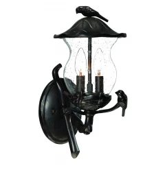 Matte Black Bird Detail Lantern Wall Light