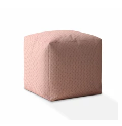17" Pink Polyester Pouf Ottoman