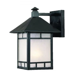 Petite Matte Black Frosted Glass Lantern Wall Light