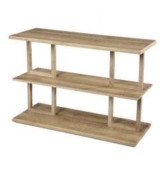 42" Natural Floor Shelf Console Table With Shelves