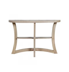 47" Taupe Half Moon Three Leg Console Table With Shelves