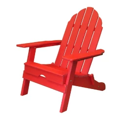 Red heavy duty plastic Adirondack chair for outdoor seating