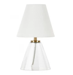 14" Clear Glass Cylinder Table Lamp With White Drum Shade