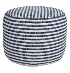 18" Blue 100% Cotton Ottoman