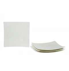 White Six Piece Square Bone China Service For Six Dinner Plate Set