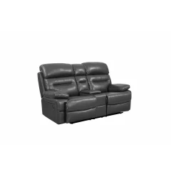 78" Gray Faux Leather Manual Reclining Love Seat With Storage