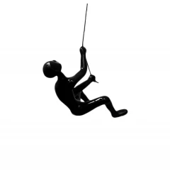 6" Black Unique Climbing Man With Rope Wall Art