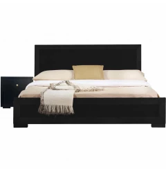 Moma Black Wood Platform Full Bed With Nightstand
