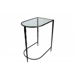 Set of Two 25" Clear and Gold Glass Free Form Frame Console Table