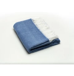 Denim Blue Soft Acrylic Herringbone Throw Blanket