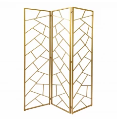 71" Gold IronFolding Three Panel Screen Room Divider