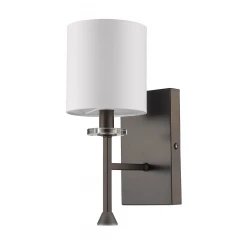 Minimalist Bronze Wall Sconce with Fabric Shade