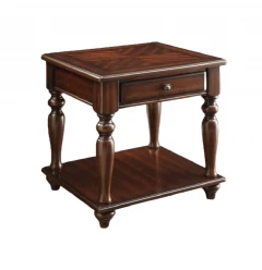 24" Walnut Manufactured Wood Rectangular End Table With Drawer And Shelf