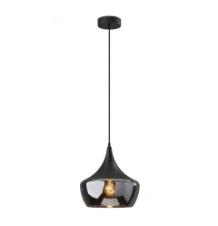 Gnome Smoked Glass Black Metal Pendant Lamp