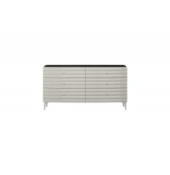 62" Grey Manufactured Wood Six Drawer Double Dresser
