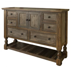 63" Brown Solid Wood Six Drawer Triple Dresser