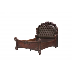 Dark Brown and Cherry Blossom Pink Tufted Upholstered Faux Leather No Bed