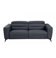 Gray silver Italian leather USB sofa with comfortable armrests and a convertible sofa bed design