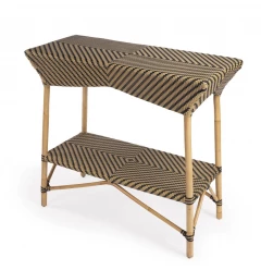 Brown And Beige Rattan Bar Cart
