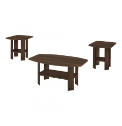 Set of Three 36" Espresso Coffee Table With Three Shelves