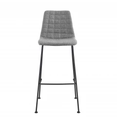 Set of Two 30" Light Gray and Black Fabric and Steel Low Back Bar Height Bar Chairs