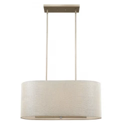 Daria 6-Light Washed Gold Island Pendant With Washed Gold And White Shade