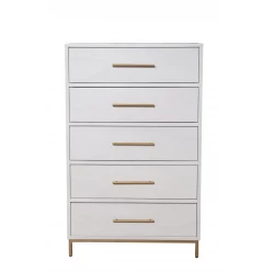 30" White Solid Wood Five Drawer Chest