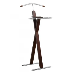 14.25" X 21" X 42.5" Cappuccino  Solid Wood  Metal  Valet