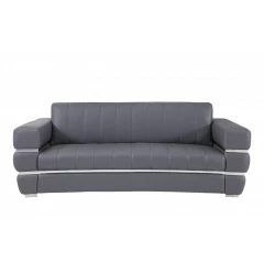 Gray silver Italian leather sofa with comfortable studio couch design suitable for outdoor use