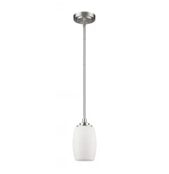 Silver Hanging Light with Frosted Glass Shade