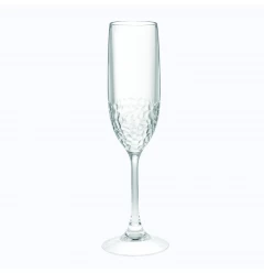 Set of Four Clear Dimpled Tritan Plastic Stemmed Flutes