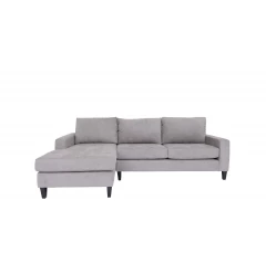 Gray Polyester Blend Stationary L Shaped Two Piece Corner Sectional